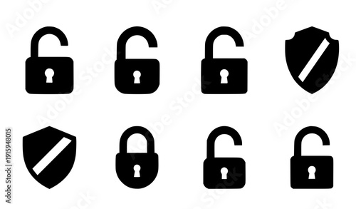 Lock icon collection padlock security vector set