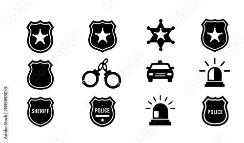 Police badge vector icons law enforcement symbol set