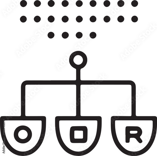 Diagram showing data flow or organizational structure with three output options vector