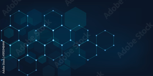 Hexagons pattern on dark blue background