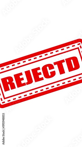 Red rejected stamp diagonally on white background
