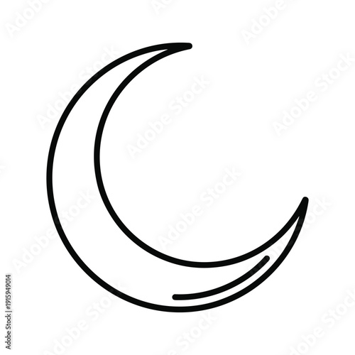 Simple black crescent moon icon on white background