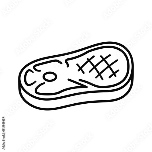 Steak illustration, simple black and white line drawing