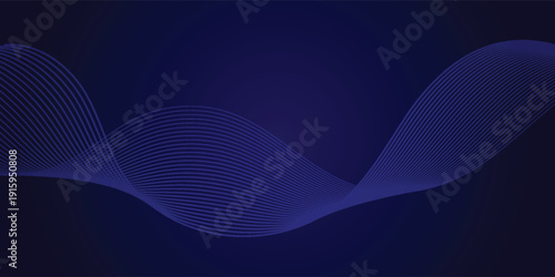 Abstract glowing wave lines on dark blue background. Dynamic wave pattern.EPS 10
