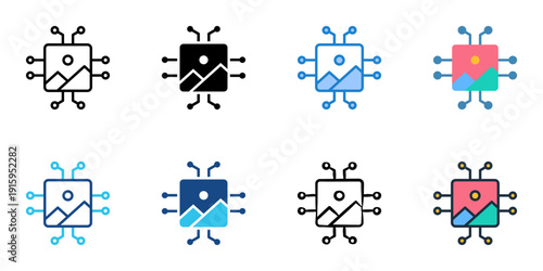 Art Generation icons set multiple style collection. Editable stroke 
