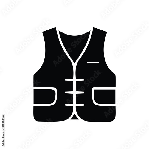 Safety Life Jacket Icon Black and White Vector