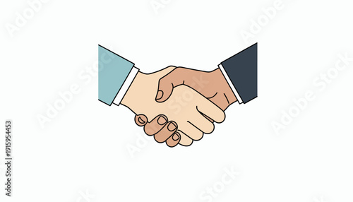 Illustration of two diverse hands shaking in a gesture of agreement or partnership on World Day of Social Justice, symbolizing gender equality and access to social welfare with a simple,