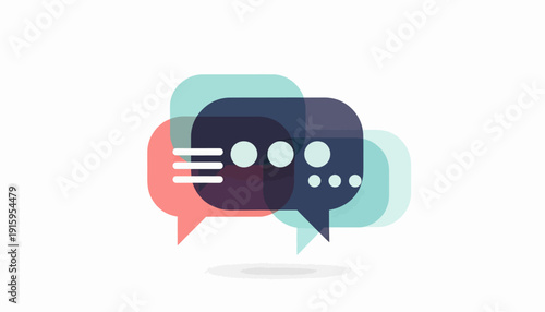 Illustration of colorful speech bubbles representing communication and social interaction on a clean white background with a design for World Day of Social Justice and gender equality.