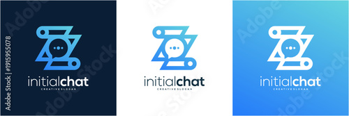 Modern Letter Z initial with Chat Bubble Logo Design Template. Abstract vector icon Communication and Consulting gradient concept.