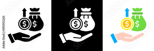 Profit Icon Set Glyph vector Illustration 