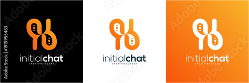 Modern Letter H initial with Chat Bubble Logo Design Template. Abstract vector icon Tech Communication and Consulting gradient concept.