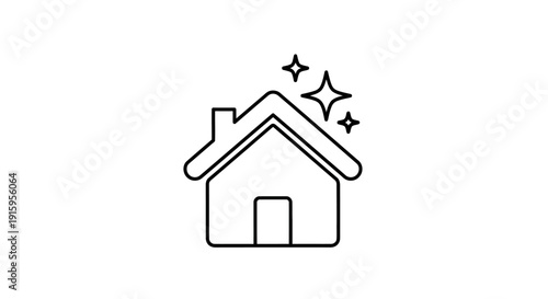 Clean House Icon with Sparkles - Home Hygiene and Maintenance Concept