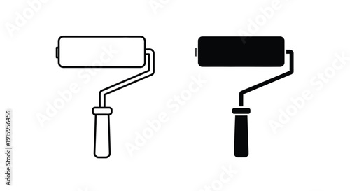 Vector illustration of two paint rollers in black and white colors