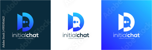 Modern Letter D initial with Chat Bubble Logo Design Template. Abstract vector icon Tech Communication and Consulting gradient concept.