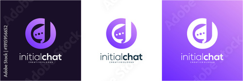 Modern Letter d initial with Chat Bubble Logo Design Template. Abstract vector icon Tech Communication and Consulting gradient concept.