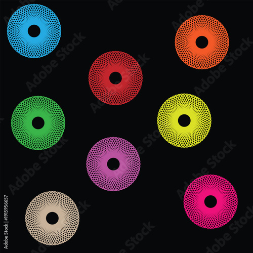 Abstract colourful spirographs background 