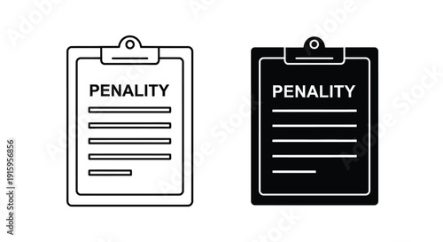 Two penalty clipboard icons in black and white line art style