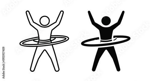 Two people hula hooping in black and white with arms raised