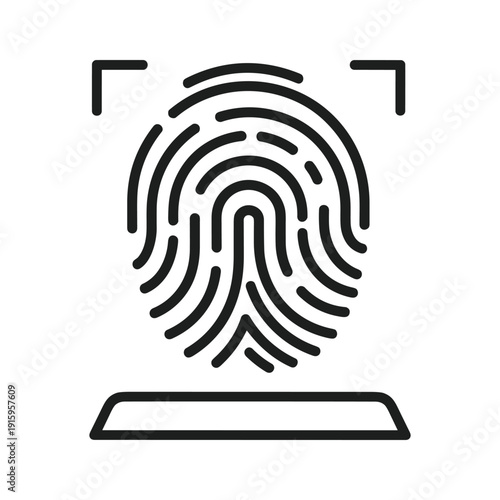 Fingerprint scan icon on a white background