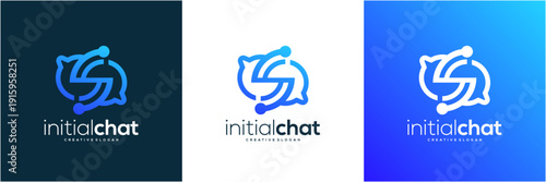 Modern Letter S initial with Chat Bubble Logo Design Template. Abstract Tech Communication and Consulting vector icon concept.