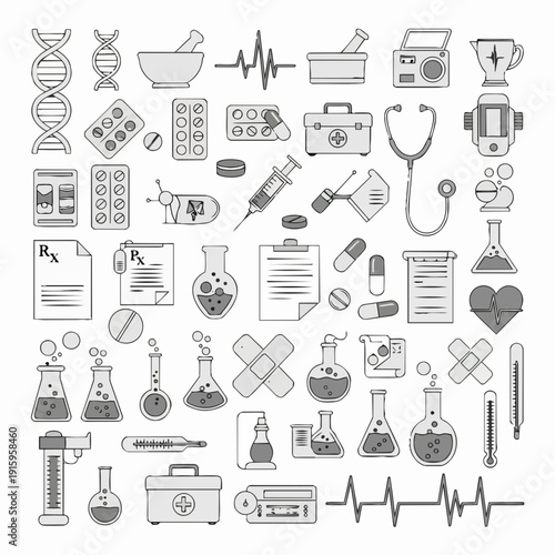Collection of Medical and Healthcare Icons and Symbols.