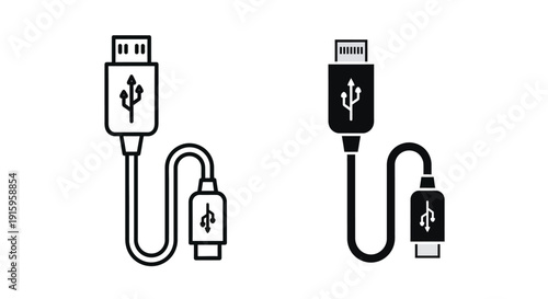 Two usb cables with different connectors on a for connecting devices