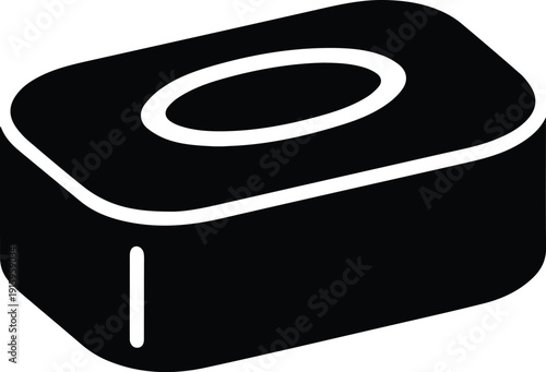 Black Silhouette Icon of a Rectangular Soap Bar with Rounded Edges hygiene cleaning