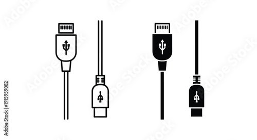 Four different usb cable connectors and their corresponding cords