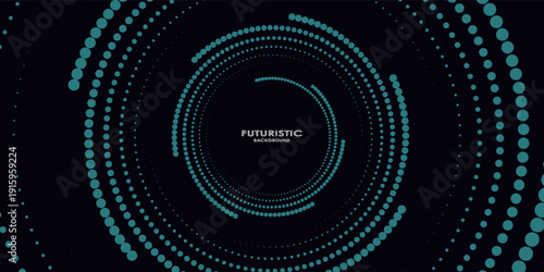 3D blue techno background. Big data visualization on dark space with dotted lines shape effect decoration. Modern graphic design element dots circle style concept for flyer, card, or brochure cover