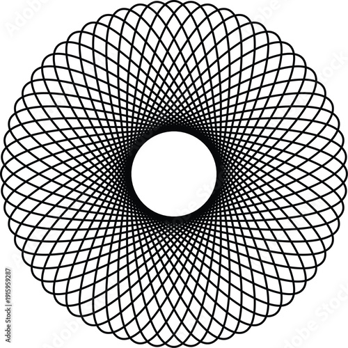 black spirograph on white background
