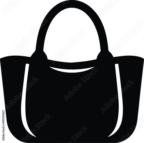 Black silhouette of a tote bag with handles handbag purse