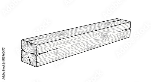 Two weathered wooden beams stacked, rustic construction material, natural wood texture, vintage building element