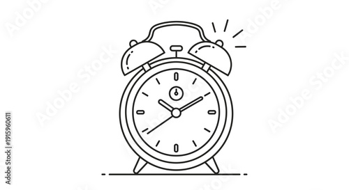 Vintage Alarm Clock Icon, Retro Timepiece, Wake Up Call, Schedule Reminder, Classic Design