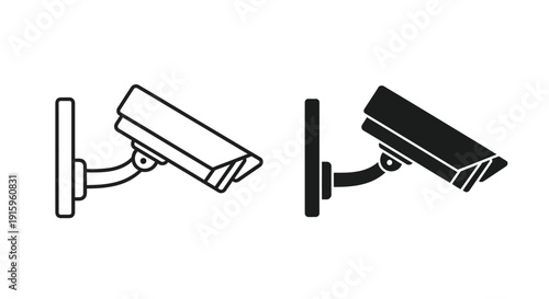 Two security cameras in different styles and colors mounted on a wall with sleek designs
