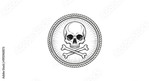 Skull and Crossbones Emblem: Pirate Symbol, Danger Warning, Nautical Icon