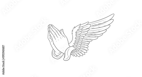 Praying Hands with Angel Wings, Religious Symbol, Hope, Faith, Spirituality, Divine