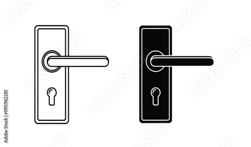 Two door handles with keys on a, one black and one white