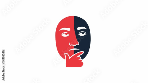 Contrasting split face with fingers.