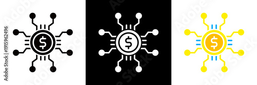 Digital Currency Icon Set Glyph vector Illustration 