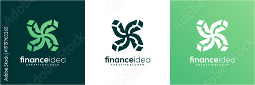 Modern letter X initial with rise financial business logo template. Abstract vector icon blue green gradient. 