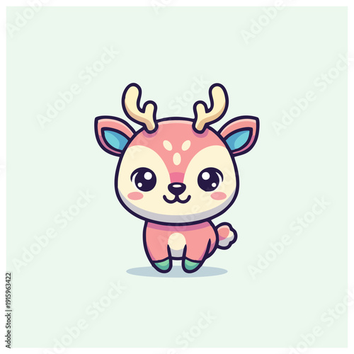 Adorable cartoon deer with antlers standing on hind legs in a minimalist setting w83.svg