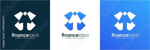 Modern letter X initial with silhouette upward arrow financial business logo template. Abstract vector icon symbol. 