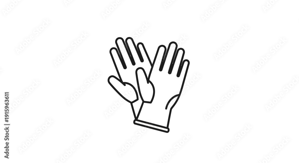 Obraz premium Pair of protective gloves icon, simple line art illustration on white background