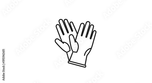 Pair of protective gloves icon, simple line art illustration on white background