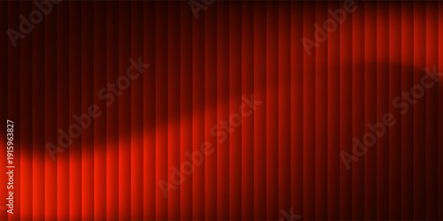 Abstract Red Orange Vertical Stripes Pattern With Ribbed Fractal Glass Effect On Black Background. Vector Illustration