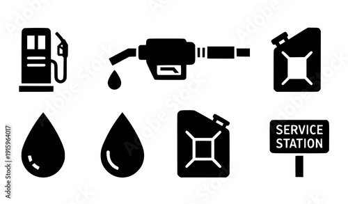 Fuel and gas station vector icon set automotive symbols