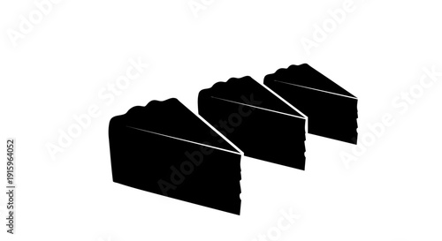 Three Slices of Black Forest Cake on White Background