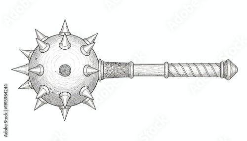 Medieval Spiked Mace Weapon Illustration - Ancient Warfare Armament