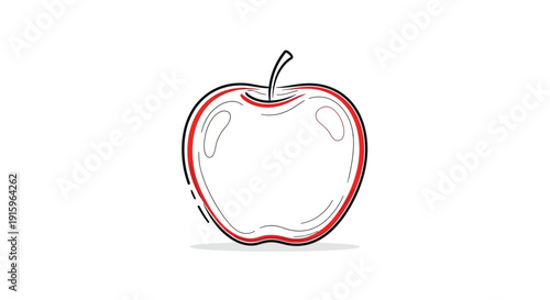 Minimalist Apple Outline with Red Accent and Subtle Texture