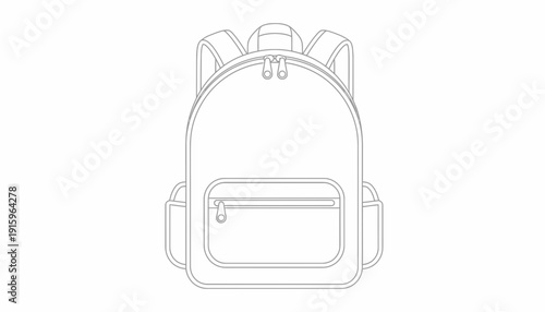 Minimalist Backpack Line Art Icon, Simple Outline Drawing of a School Bag